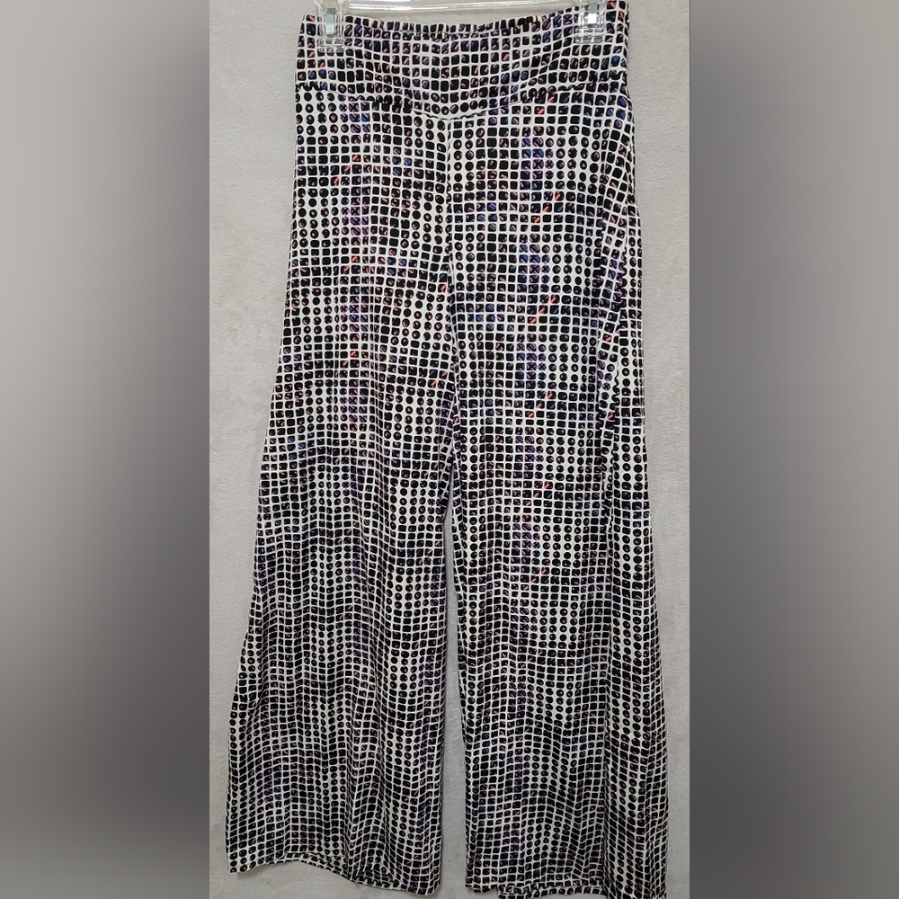 Bar III Black and White Grid Wide Leg Pull On Pants Size XS